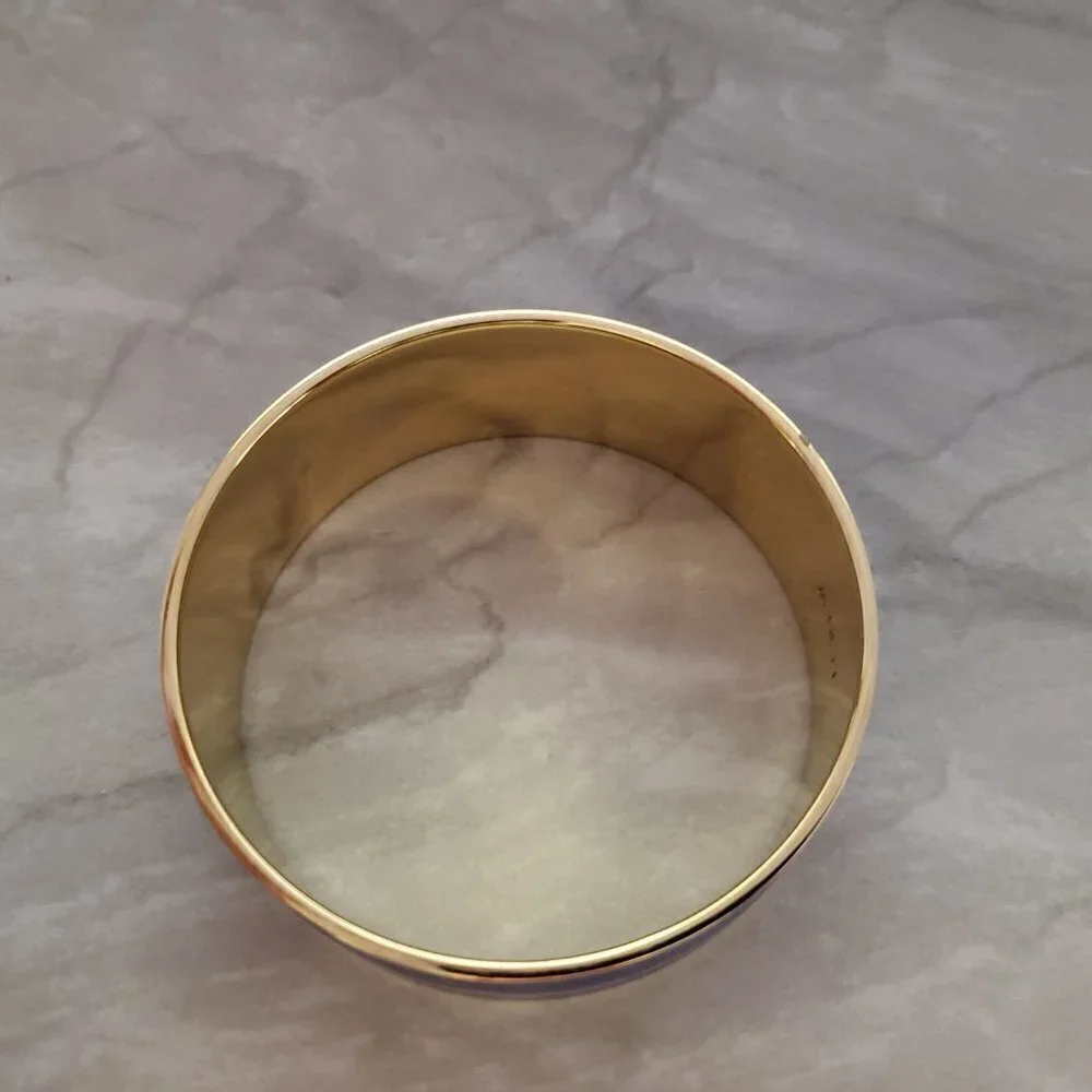 💙 Vintage Y2k 00s 2000's J.Crew Dark Blue Thick Wide Bangle 💙 - Picture 8 of 9